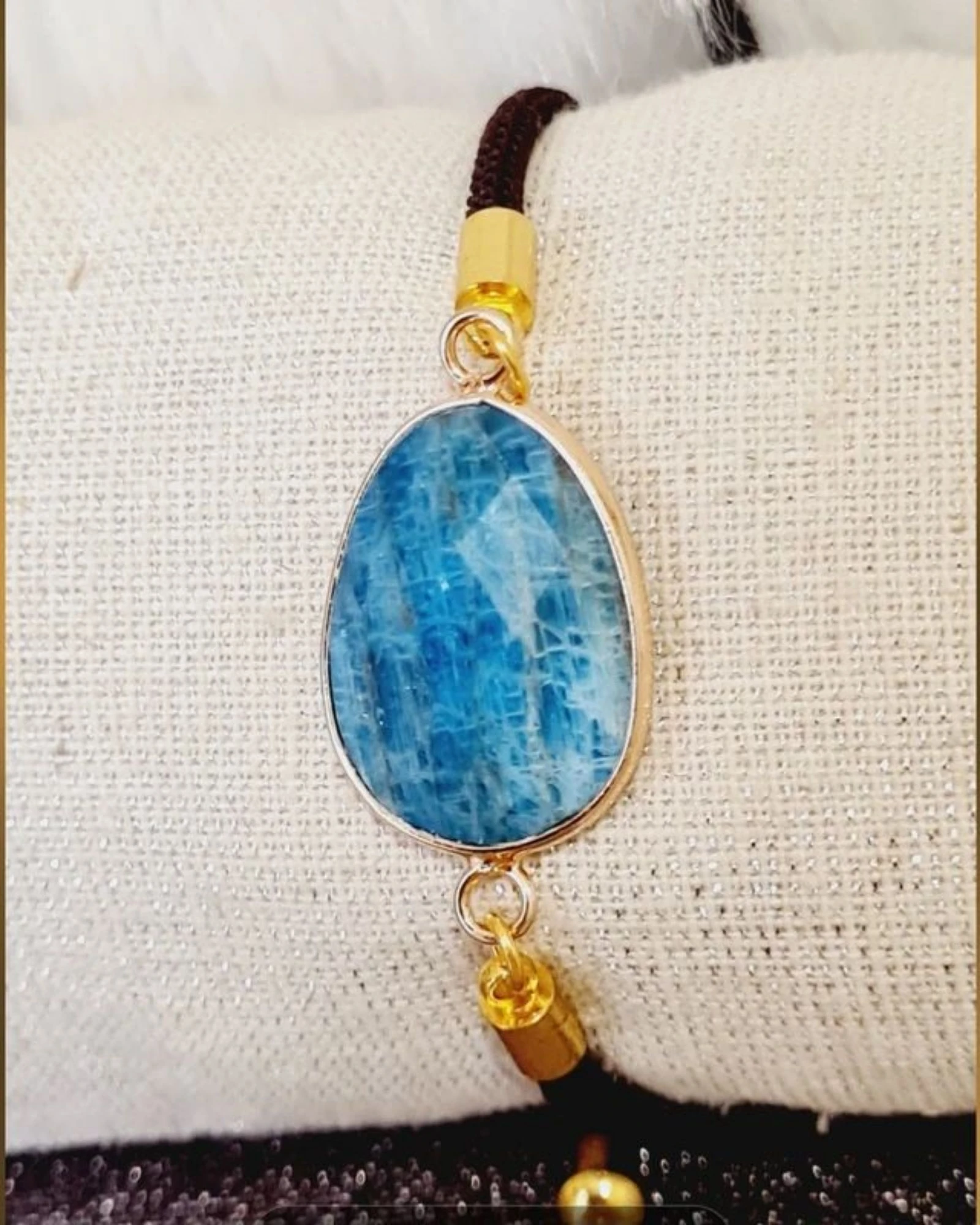 Bracelet cordon réglable pierre Apatite  – photo 2